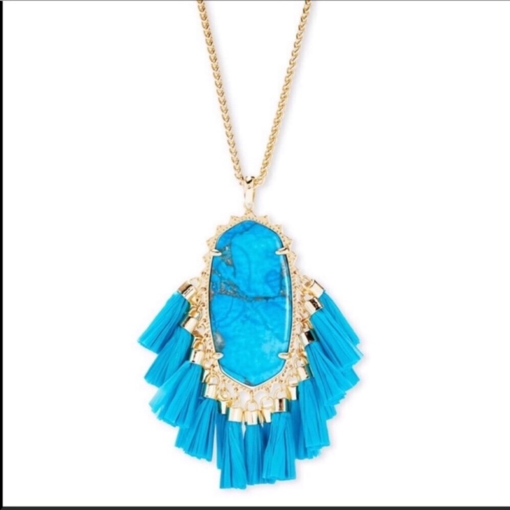 NWT Kendra Scott Betsy Aqua Howlite & Gold Necklace